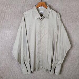 Louis Roth Shirt Mens 18.5 36/37 Tan‎ Twill Cotton French Cuff Button Down